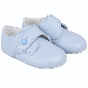 Baby Boys Sky Blue Matt Button Pram Shoes 'Baypods'